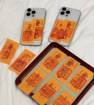 朱砂手绘高功 手机背贴符箓  五路财神符