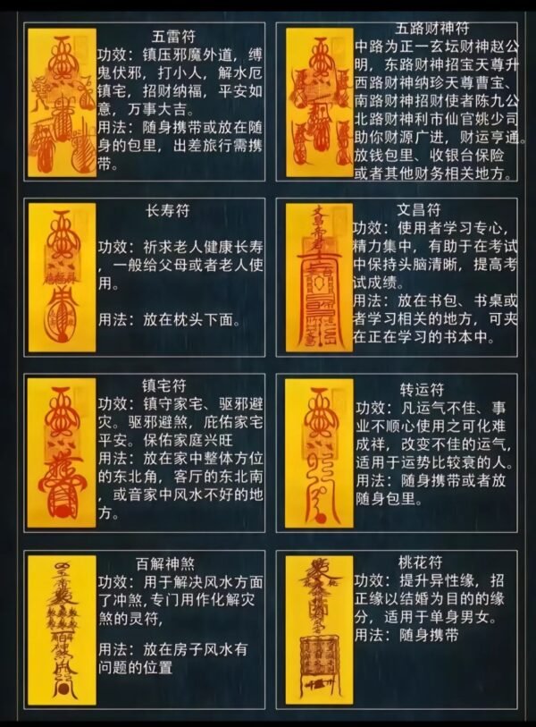 朱砂手绘高功 手机背贴符箓  五路财神符