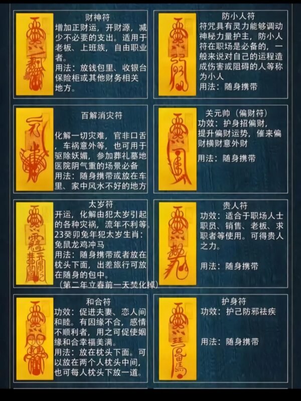 朱砂手绘高功 手机背贴符箓  五路财神符